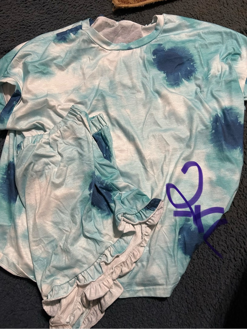 Tie-Dye Lounge Set in Aqua and Navy